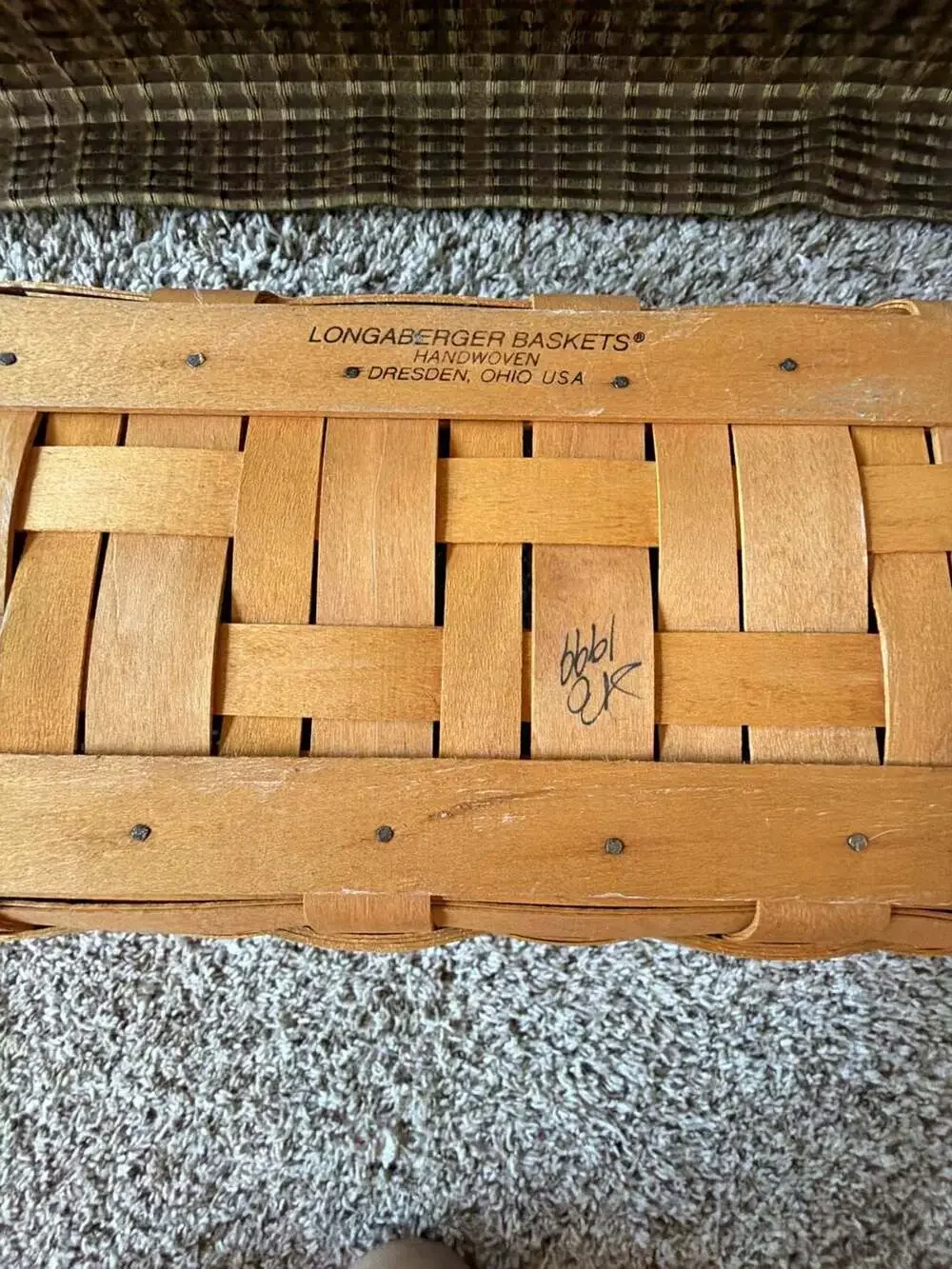 Longaberger 1999 Address Mail Basket Handwoven Dresden Ohio USA with Wood Lid